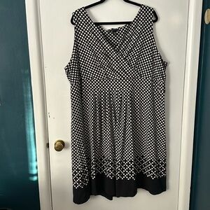 3X Land’s End Jersey Knit Polka Dot Fit & Flare Dresss